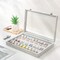 Earring Organizer Tray Box, Grey Beige Velvet Earring Jewelry Display Storage Tray Case with Transparent Glass Lid for Home Drawer or Shop Selling